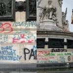 Video: Entfernung von Graffiti auf der Place de la République in Paris