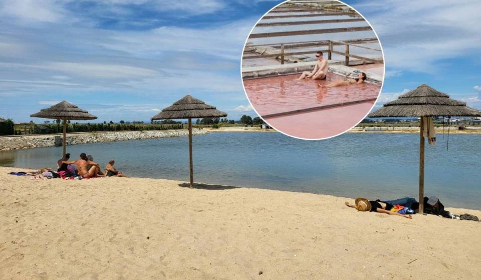 Esquece o mar gelado:  a menos de 1 hora do Porto, há uma praia numa antiga salina com água a 25 graus,  sem ondas e com um spa salínico