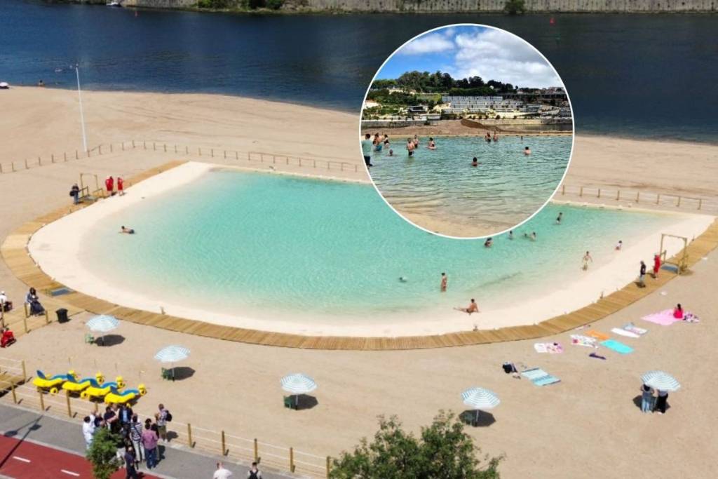 new free swimming pool at Areinho River Beach, in the parish of Oliveira do Douro
