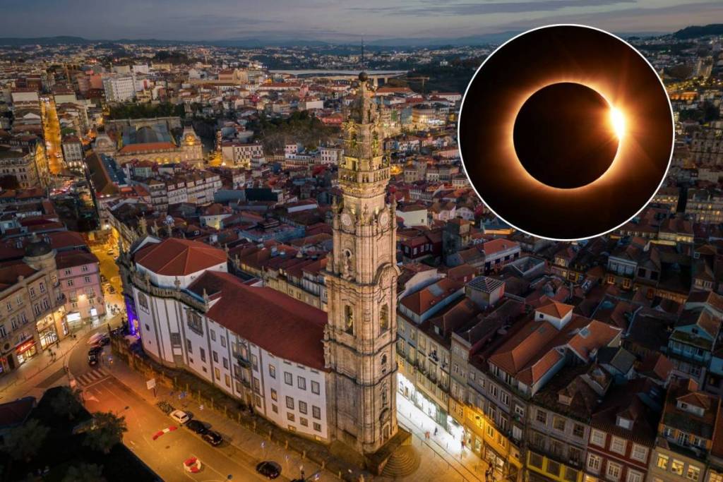 Eclipse solar en uno de los monumentos más emblemáticos de Oporto: desde una altura de unos 75 metros podrás contemplar este fenómeno tan poco habitual