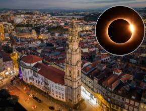 Eclipse solar en uno de los monumentos más emblemáticos de Oporto: desde una altura de unos 75 metros podrás contemplar este fenómeno tan poco habitual