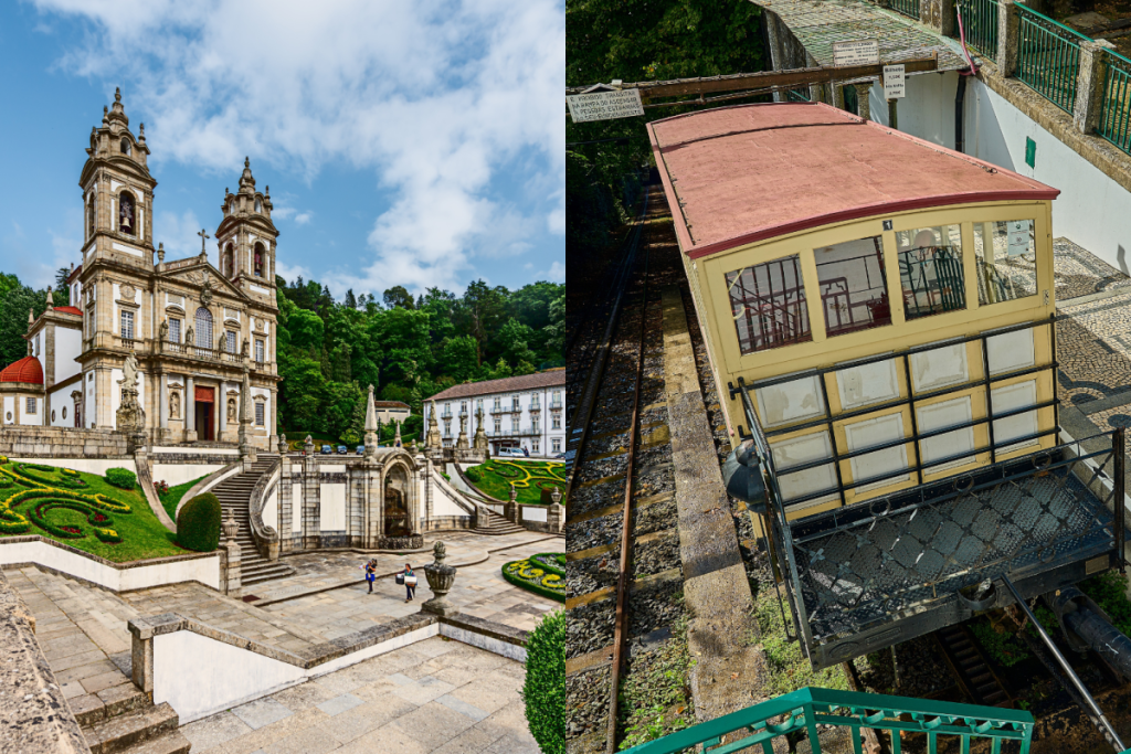 El funicular y el Santuario de Bom Jesus en Braga