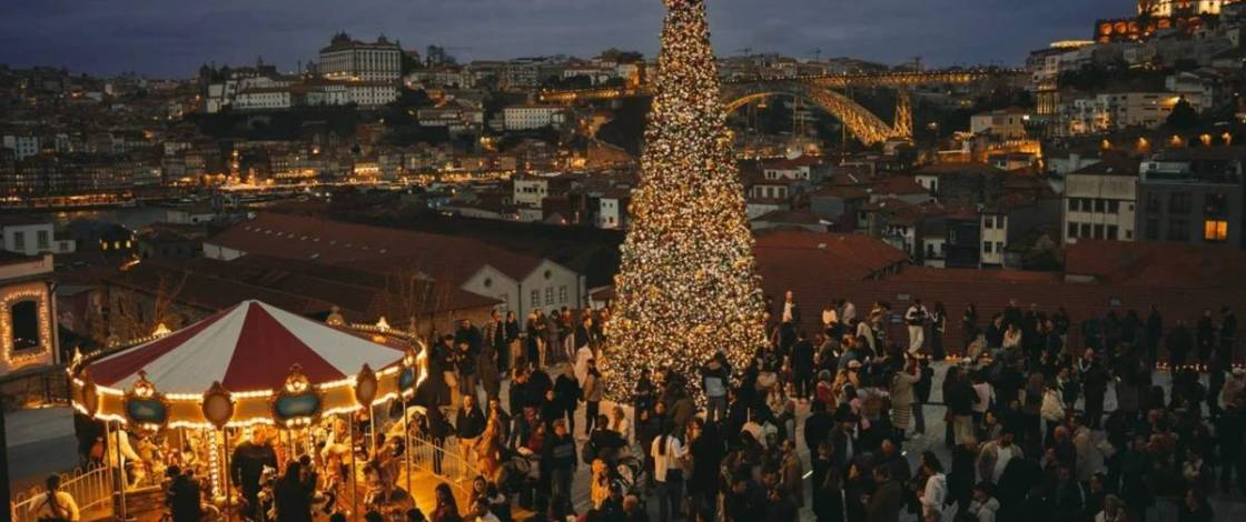 Vila Nova de Gaia liga 7 quilómetros de luzes no WOW em novembro; a festa de entrada livre tem árvore gigante e videomapping até janeiro