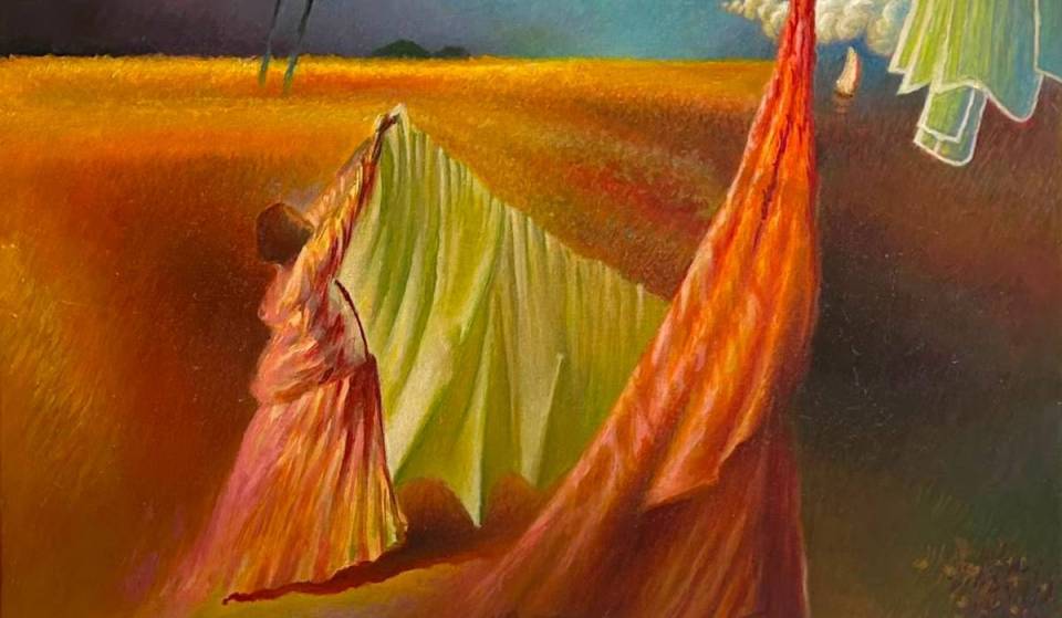 La exposición gratuita en el Centro Cultural Correios reúne obras de nueve artistas, con pinturas que exploran la memoria, la naturaleza y lo sagrado