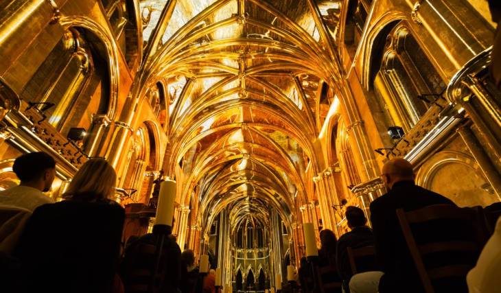Doors are now open for this captivating 360-degree light and live orchestra show inside the historic Cathedral of the Blessed Sacrament