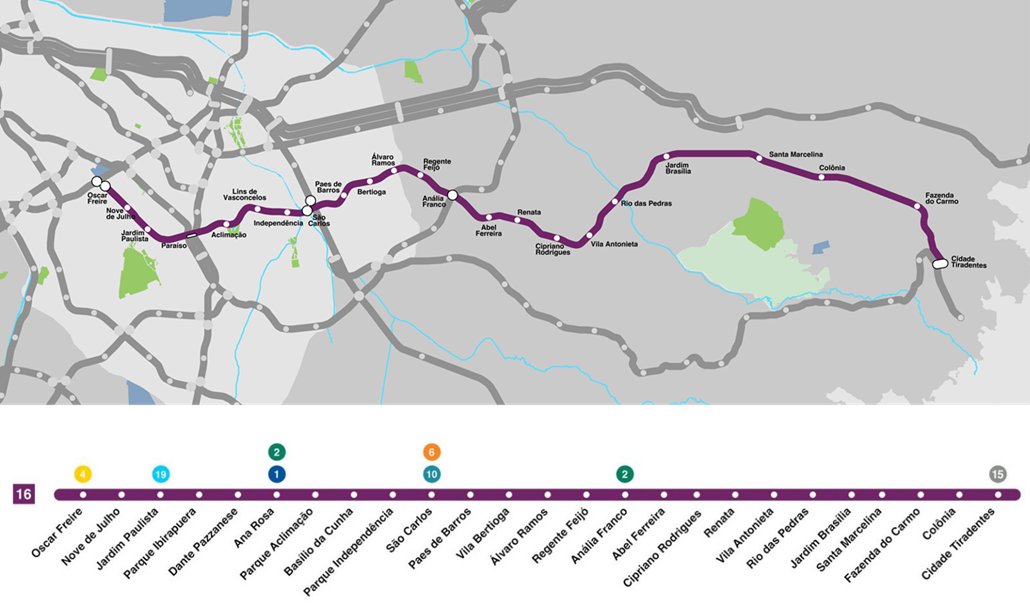 linha 16-violeta metrô de são paulo oscar freire cidade tiradentes