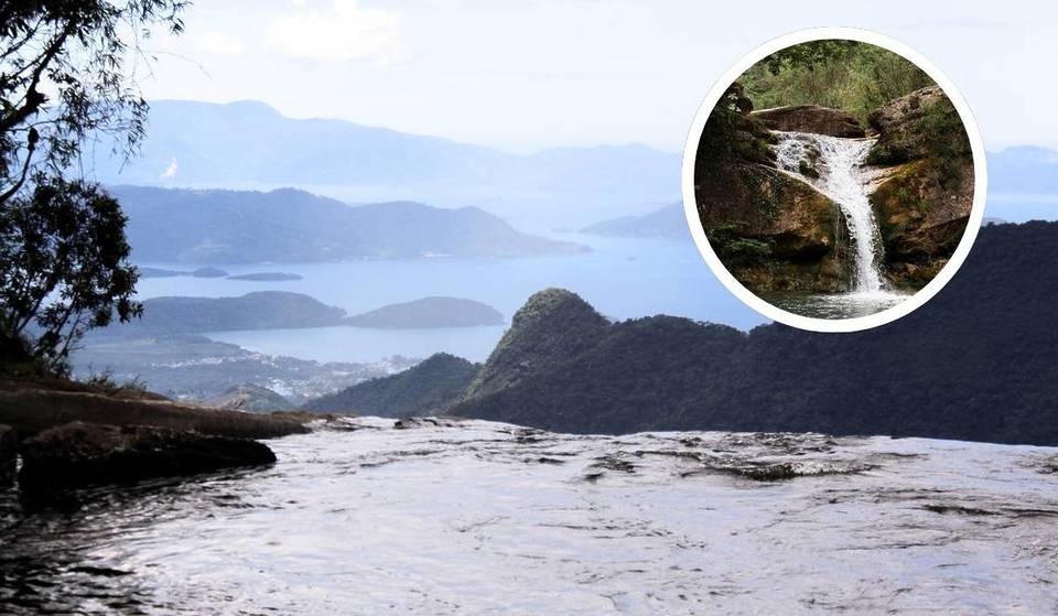 Esta cachoeira escondida no interior de SP tem vista impressionante para Angra dos Reis — cinco quedas d’água e paisagem litorânea