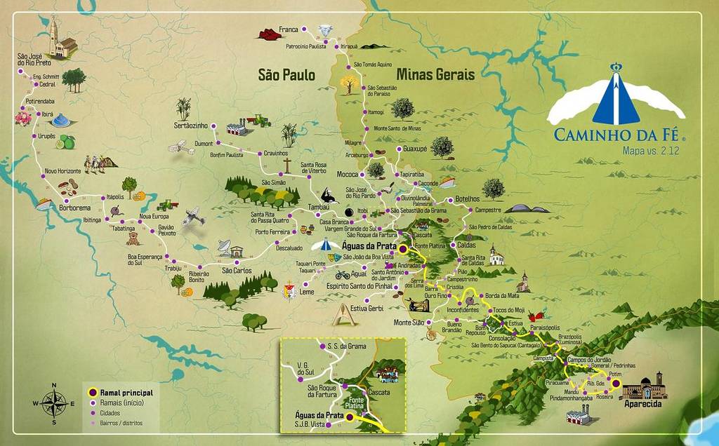 mapa caminho da fé para iniciantes interior são paulo aparecida