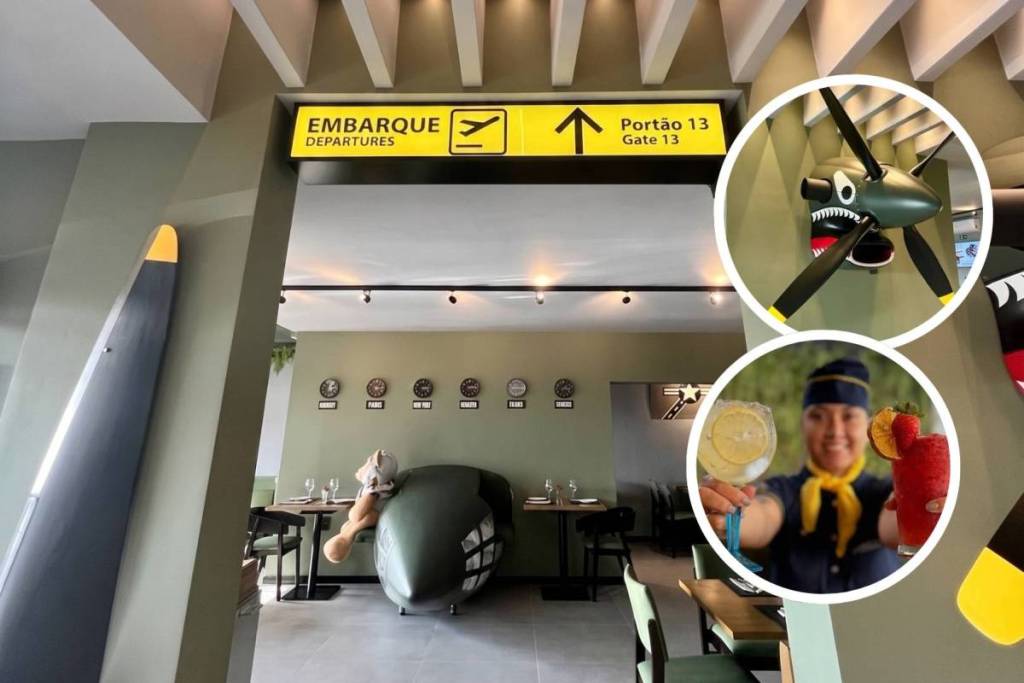 Con una mesa dentro de un fuselaje real y restos de aviones, este restaurante temático a 80 km de São Paulo imita un hangar de verdad con vistas a las montañas