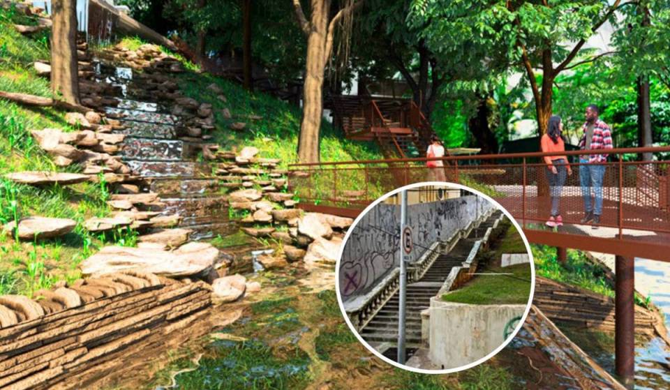Oculta pelo concreto da Rua Augusta, cachoeira secreta no Centro de SP corre 24 horas por dia sob o asfalto: projeto busca transformá-la em oásis de 1.650 m²
