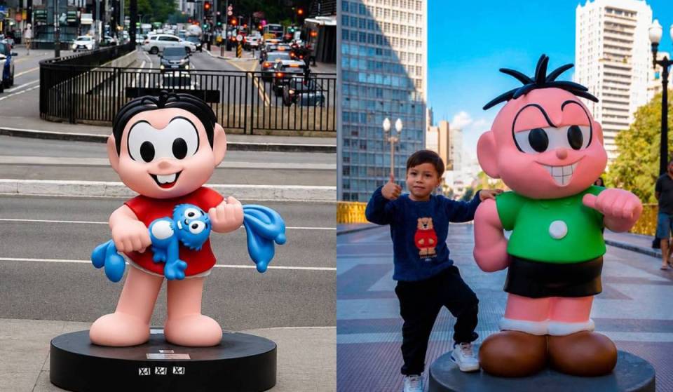 With 91 sculptures and giant inflatables, São Paulo becomes an open-air “Turma da Mônica” gallery through August 24; here’s how to find the works using Waze