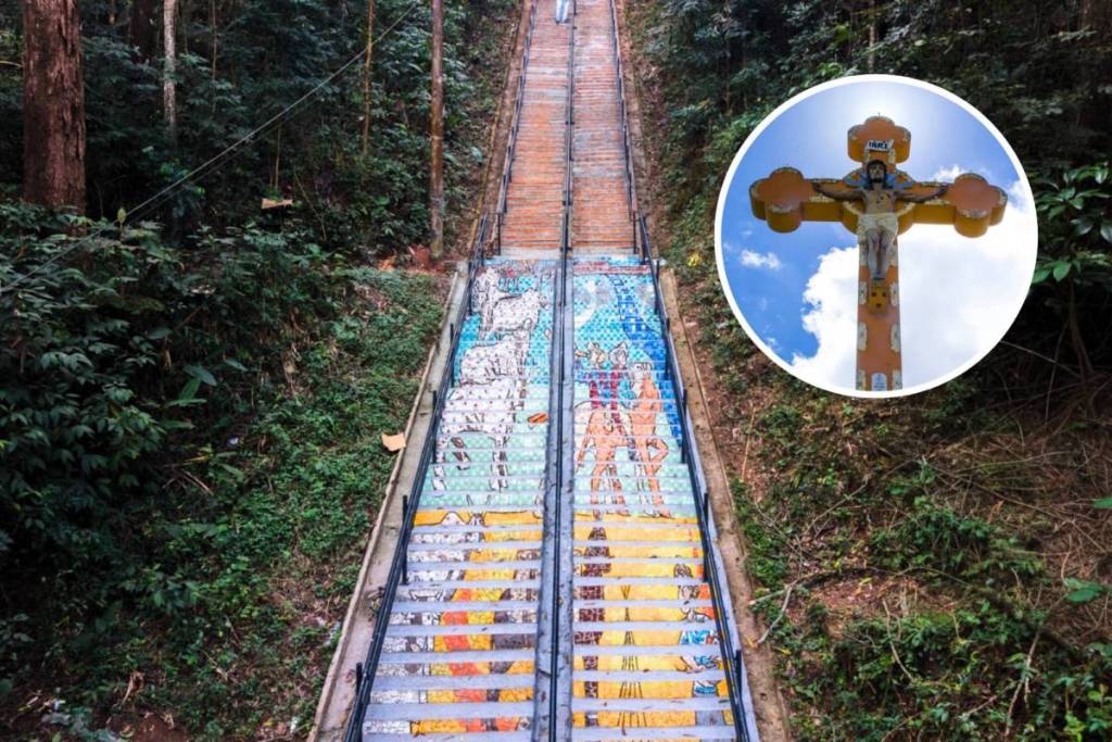 Piracaia’s mosaic staircase—the largest in Brazil—Santo Cruzeiro Lookout, São Paulo countryside