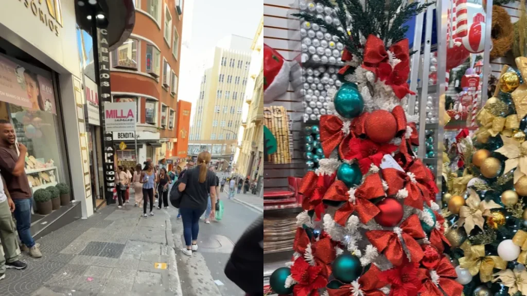 árbol de Navidad barato en São Paulo adornos navideños 25 de Março