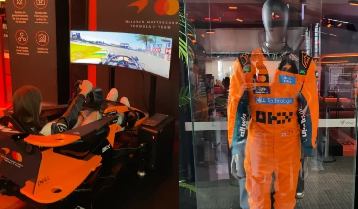 Exposição gratuita da McLaren leva carro de Fórmula 1 e simuladores ao rooftop do Shopping Vautier Premium, no Brás — mas você só tem até 5 de novembro para visitar