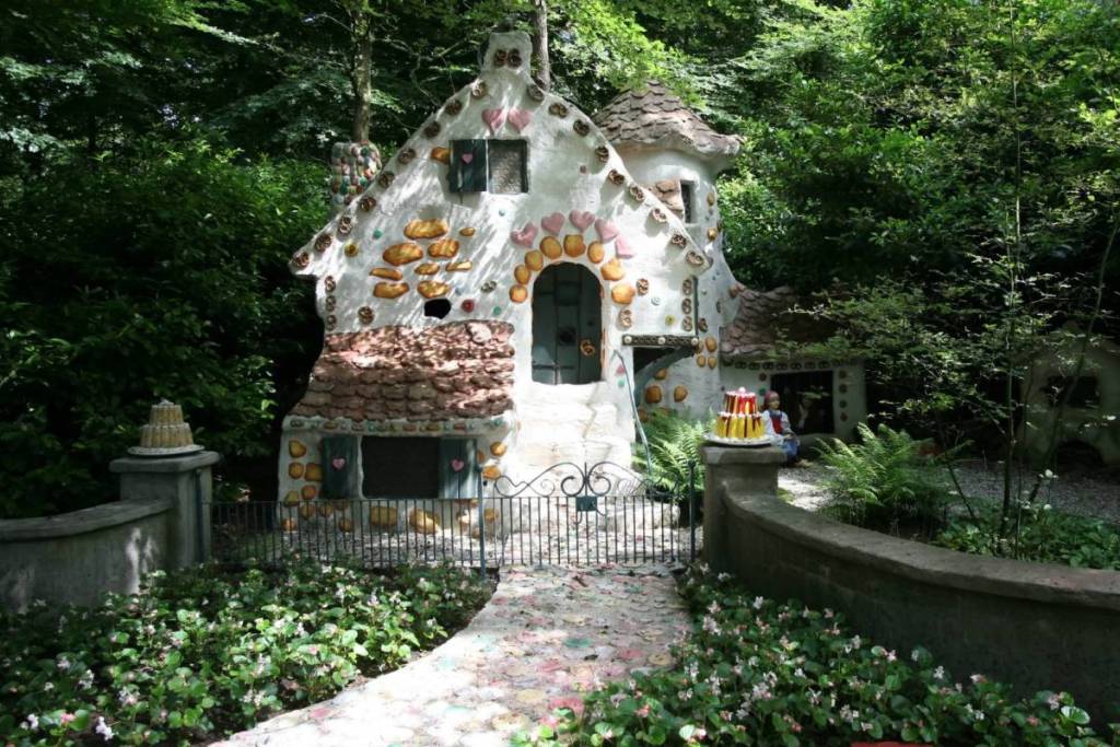 The iconic Hansel and Gretel candy house in the fairy-tale forest of the Efteling