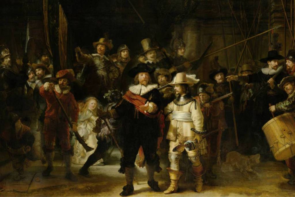 Le tableau « La Ronde de nuit » de Rembrandt van Rijn, qui a été caché dans le Kunstbunker pendant la Seconde Guerre mondiale.