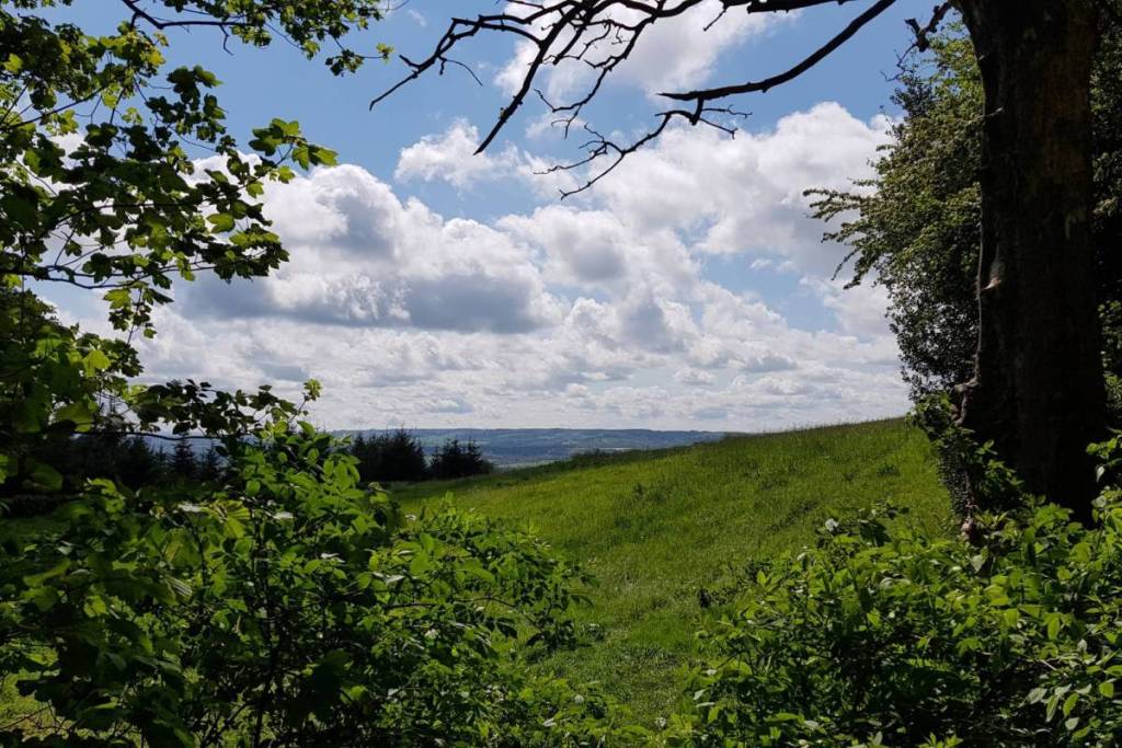 Vistas sobre el ondulado paisaje montañoso del sur de Limburgo desde las laderas del Vaalserberg.