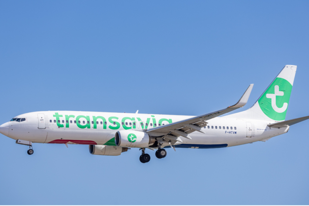 Ein Transavia-Flugzeug in der Luft