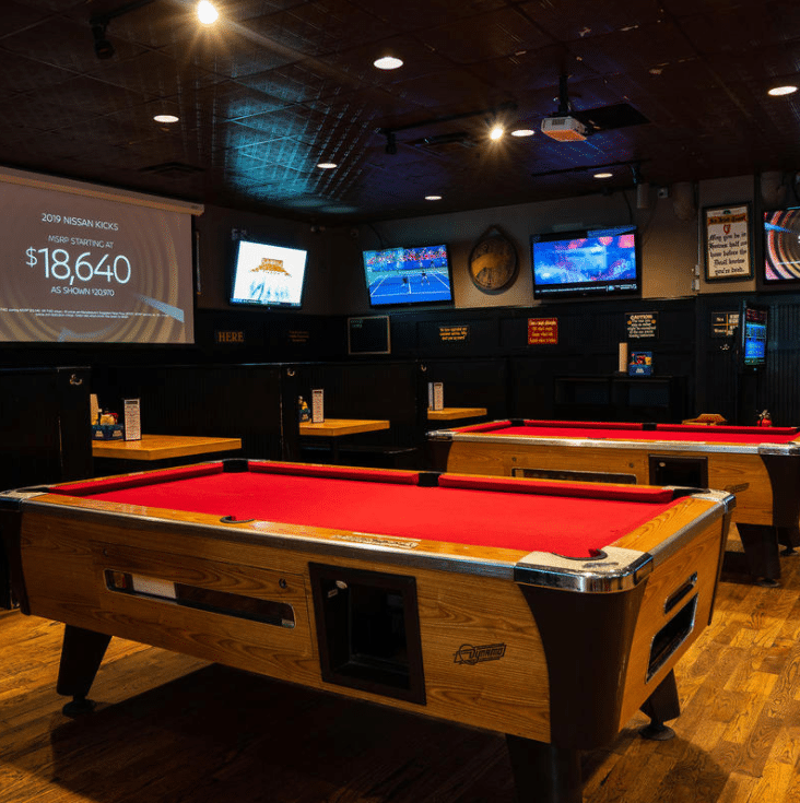 red pool table