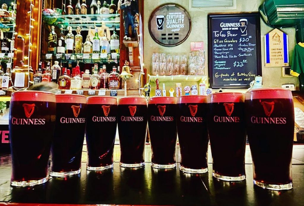 line of Guinness pints
