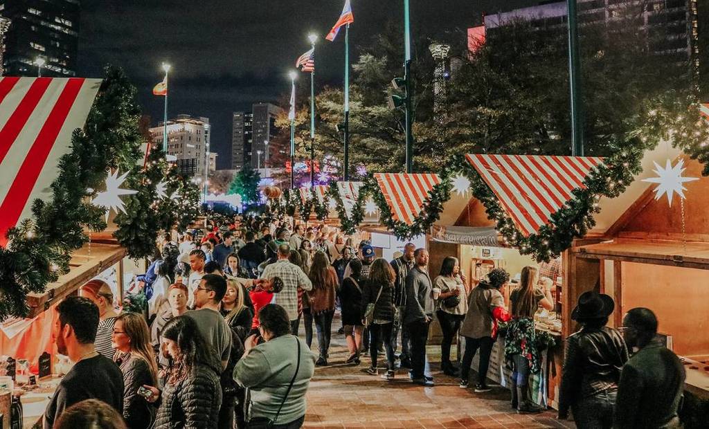 a cute Christmas village full of shops and things to do