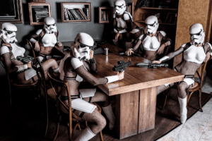 Burlesque performers dressed as characters from Star Wars