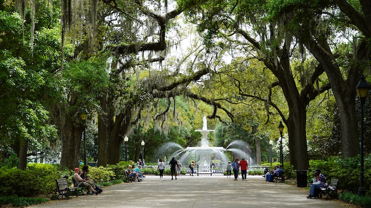 Savannah Ga, Apr 9 2024 A shady walkway in Forsyth Park in the Historic District