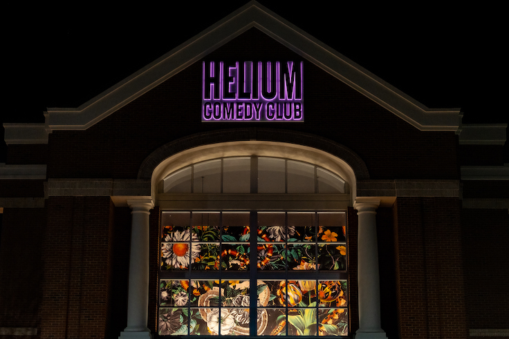 the exterior of a comedy club