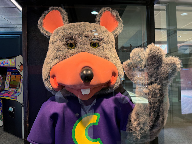 Chuck E. Cheese Statue at Chucks Arcade in Buford GA