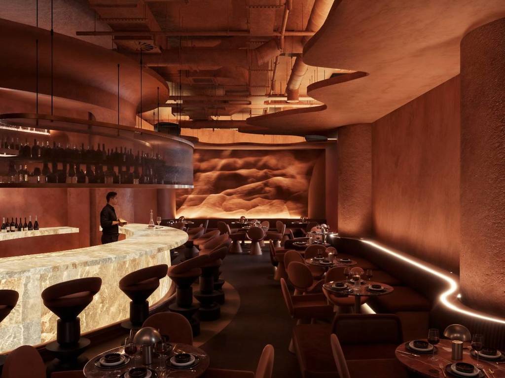 interior of a cave-themed speakeasy