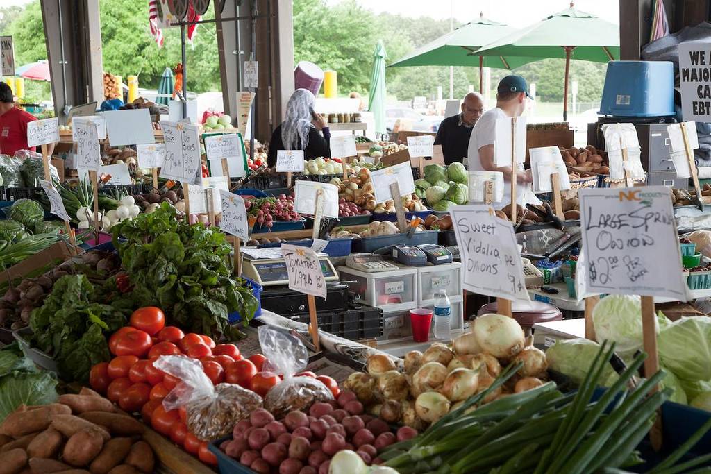 farmers market with tons of vegetables