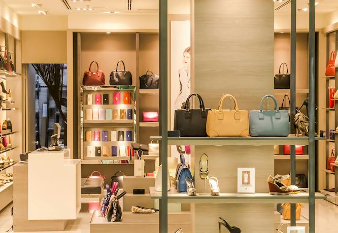 shopping mall with purses and other designer items
