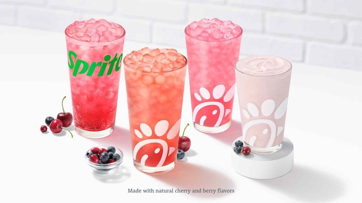 several berry flavored lemonades from chick-fil-a
