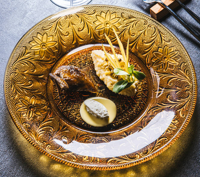 Bob White Quail on a crystal plate