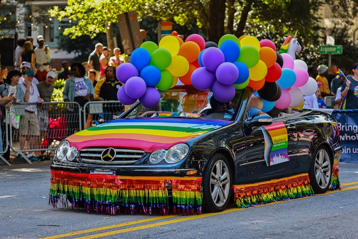 Atlanta Georgia USA - October 09, 2022: People protesting in the streets for gay pride rights