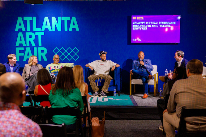 a presentation at an art fair