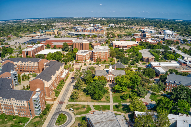 Aerial View of Wichita State University during Summer Break