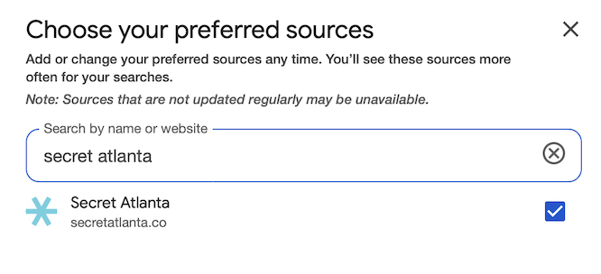a text box with the 'preferred sources' caption