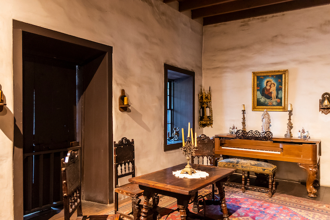 the Avila Adobe house in the heart of Olvera street. Los Angeles, California, USA, November 2018