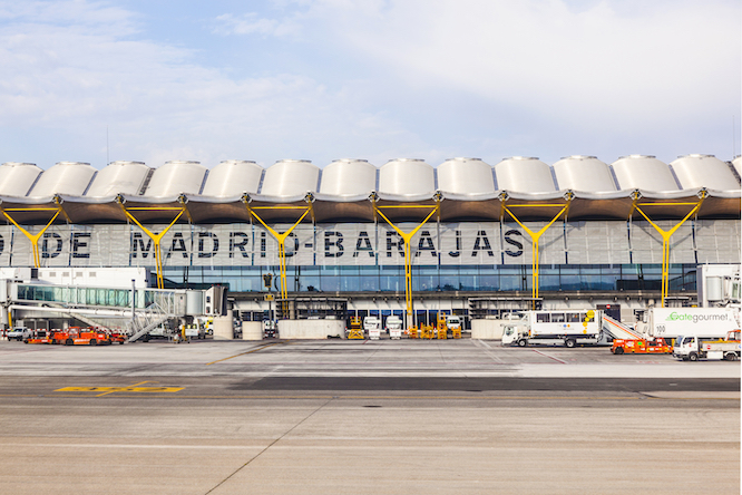 MADRID, SPAIN - APR 1: Aircraft park at Terminal 4 at Barajay Airport on April1, 2012 in Madrid, Spain. In 2010, over 49 million passengers used Madrid-Barajas making it the countrys largest airport.