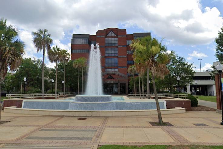 Albany Government Center with a fountain out front