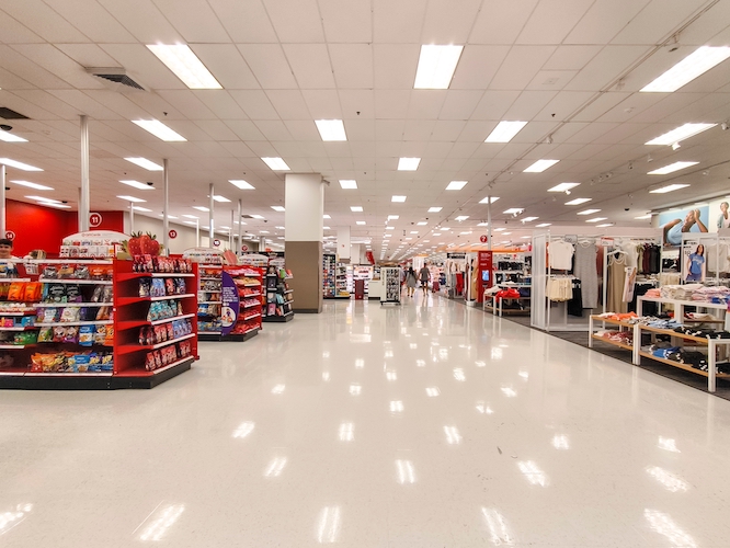 Miami, Florida, USA - Feb 14, 2025: A well-lit, spacious Target store in Midtown Miami showcasing clothing, groceries, and other merchandise in an organized and accessible layout.