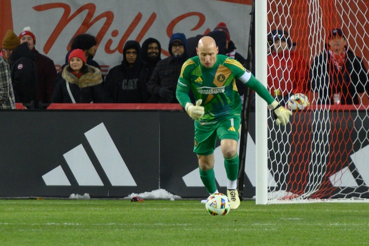 Toronto, ON, Canada -March 23, 2024: Brad Guzan #1 goalkeeper of the Atlanta United during the MLS Regular Season match between Toronto FC (Canada) and  Atlanta United (USA) at BMO Field