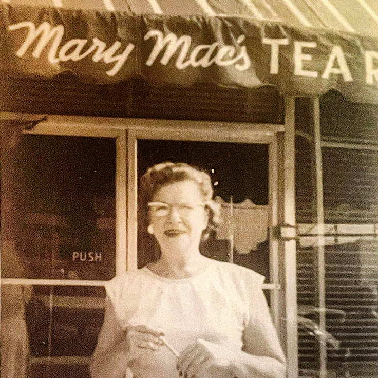 Mary MacKenzie at her iconic Mary Mac's Tea Room 1945