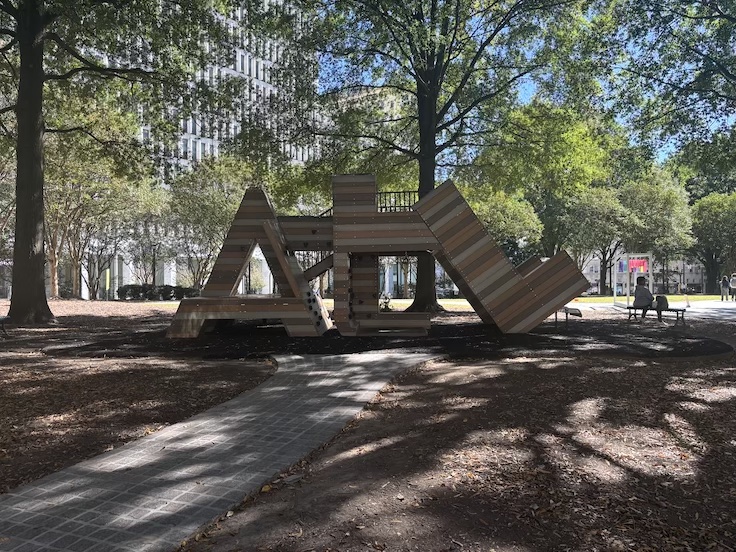 a huge art installation of the letters ATL in a park in Atlanta