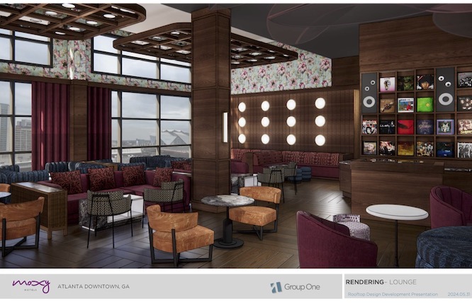 sexy rooftop bar interior