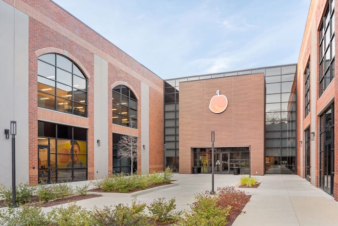 exterior of a building with a court yard