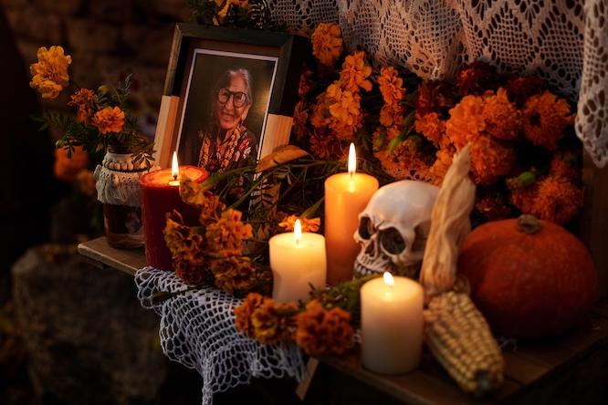Altar in honour of day of the dead in Mexico