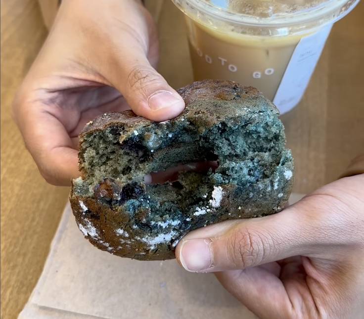 a donut breaking in half