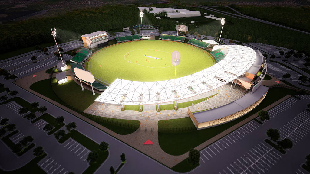 render del primer estadio de cricket del estado de georgia